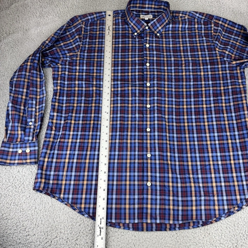 Peter Millar Long Sleeve Button Down Shirt Men's Size XXL Blue Plaid - Picture 9 of 11